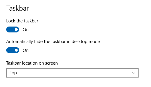 Taskbar properties